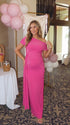 Hot Pink Draped Maternity Maxi Dress for Pregnancy Photos | Bumplook