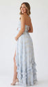 Ice Blue Pearl Halter Maternity Dress, Princess Baby Shower Maternity Maxi Dress for Baby Shower, Maternity Photoshoot, Gender Reveal, Pregnancy Announcement, Luxury Photoshoot, Bridal Shower, Formal Events | Bumplook