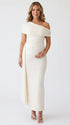 Ivory Ruched Maternity Occasion Dress for Bridal Shower and Baby Shower | Bumplook