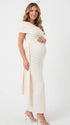 Elegant Ivory Maternity Wedding Guest Dress with Draped Detail | Bumplook