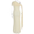 Ivory Draped Mesh One Shoulder Maternity Mermaid Gown with Flowing Sash