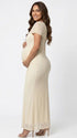 Ivory Draped Mesh One Shoulder Maternity Mermaid Gown with Flowing Sash