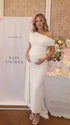 Ivory Asymmetric Maternity Maxi Dress for Maternity Photoshoot and Formal Events | Bumplook