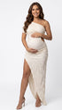 Ivory Bodycon Maternity Dress with Asymmetric Hem | Bumplook