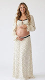 Ivory Polka Dot Maternity Two Piece Set, Boho Maternity Outfit for Baby Shower, Maternity Photoshoot, Pregnancy Announcement, Outdoor Maternity Photos | Bumplook