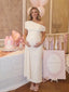 Ivory Asymmetric Draped Maternity Maxi Dress