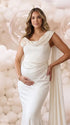 Ivory Satin Draped Cowl Neck Boned Corset Maternity Mermaid Gown