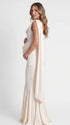 Ivory Satin Draped Cowl Neck Boned Corset Maternity Mermaid Gown