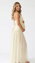 Ivory starfish halter maternity maxi dress with lace-up back and flowing chiffon skirt for beach baby shower and coastal maternity photoshoot