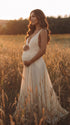 Flowing Ivory Maternity Gown for Pregnancy Announcement | Bumplook