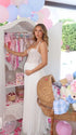 White Maternity Dress, Lace Corset Pregnancy Gown for Baby Shower, Maternity Photoshoot, Gender Reveal, Pregnancy Announcement, Wedding Guest, Bridal Shower, Formal Events | Bumplook