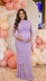 Lavender Maternity Dress, Ruched Maternity Dress for Baby Shower, Maternity Photoshoot, Gender Reveal, Pregnancy Announcement, Wedding Guest, Bridal Shower, Formal Events | Bumplook