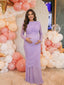 Lavender Ruched Maternity Dress with Draped Mesh