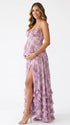Lavender Floral Maternity Dress, Spring Baby Shower Maternity Maxi Dress for Baby Shower, Maternity Photoshoot, Gender Reveal, Pregnancy Announcement, Garden Party, Bridal Shower, Formal Events | Bumplook