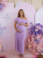Lavender Draped Maternity Maxi Dress with Side Ruching