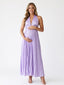 Lavender Pleated Satin Halter Maternity Maxi Dress for Spring Baby Shower