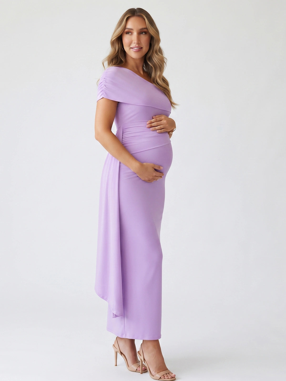Pastel Purple Pregnancy Maxi Dress for Spring Photoshoot | Bumplook