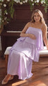 lavender tiered ruffle maternity maxi dress with spaghetti straps and flowy layers