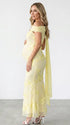 lemon yellow embroidered floral maternity maxi dress with off shoulder mermaid silhouette