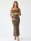 Leopard Print One Shoulder Bodycon Maternity Maxi Dress
