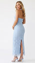 Light Blue Bodycon Maternity Dress with Floral Lace for Pregnancy Photos | Bumplook