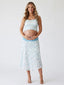 Light Blue Polka Dot Maternity Two Piece Crop Top & Midi Skirt Set