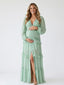 Boho Mint Green Lace Trim Maternity Maxi Dress