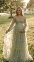 Mint Green Floral Maternity Dress, Embroidered Tulle Baby Shower Dress for Maternity Photoshoot, Pregnancy Announcement, Gender Reveal and Formal Events | Bumplook
