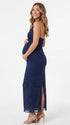 Navy Blue Open Back Lace Maternity Maxi Dress | Bumplook