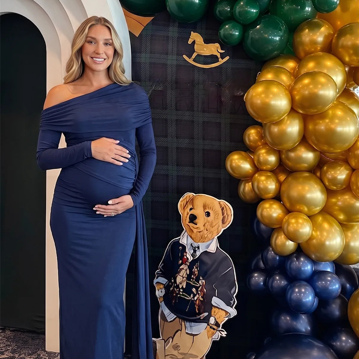 Navy Blue Formal Maternity Dress for Baby Shower and Special Occasion | Bumplook