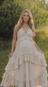 Cream Boho Maternity Dress for Pregnancy Photoshoot | Bumplook