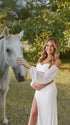 White Two Piece Maternity Photoshoot Set, Exposed Bump Pregnancy Outfit for Baby Bump Photography | Bumplook