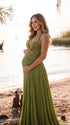 Olive Green Maternity Dress, Lace Corset Pregnancy Maxi Dress for Baby Shower, Maternity Photoshoot, Gender Reveal, Pregnancy Announcement, Wedding Guest, Bridal Shower, Formal Events | Bumplook