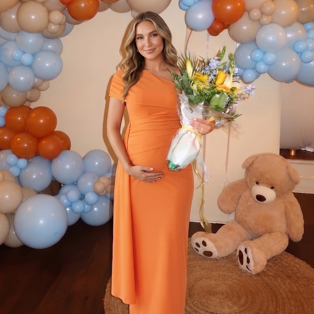 Orange Maternity Dress for Fall Maternity Photoshoot | Bumplook