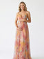 Orange Floral Mesh Maternity Maxi Dress with Flowy Skirt