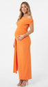 Orange Pregnancy Maxi Dress for Fall Photoshoot and Pregnancy Announcement | Bumplook
