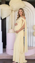 Butter Yellow Maternity Dress, Cape Sleeve Pregnancy Maxi Dress for Baby Shower and Maternity Photoshoot | Bumplook