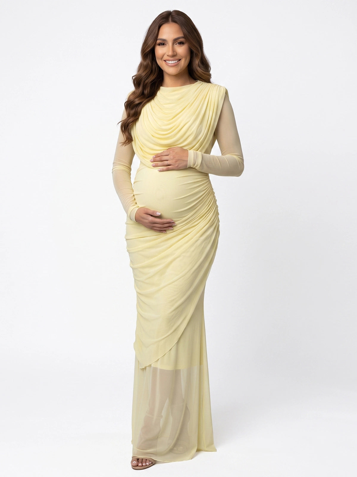 Pale Yellow Baby Shower Dress, Elegant Maternity Dress for Maternity Photoshoot, Gender Reveal, Pregnancy Announcement, Bridal Shower | Bumplook