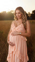 Peach Maternity Maxi Dress for Spring Pregnancy Photoshoot | Bumplook