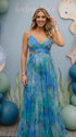 peacock green floral mesh maternity maxi dress with flowy skirt