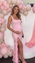 Pink Lace Maternity Maxi Dress with Fitted Bump-Flattering Silhouette | Bumplook