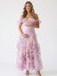 Pink Blossom Off Shoulder Ruffle Maternity Maxi Dress