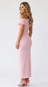 Soft Pink Maternity Celebration Dress with Draped Detail | Bumplook