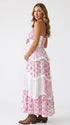 Pink Floral Maternity Dress, Boho Patchwork Pregnancy Maxi Dress for Pink Baby Shower, Garden Baby Shower, Spring Maternity Photoshoot | Bumplook