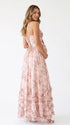 Pink Floral Ruffle Maternity Maxi Dress, Lace Up Back Pregnancy Photoshoot Gown for Baby Shower, Maternity Photoshoot, Gender Reveal, Pregnancy Announcement, Wedding Guest, Bridal Shower, Formal Events | Bumplook