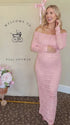 blush pink lace maternity dress off shoulder long sleeve bodycon photoshoot gown