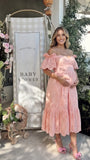 Pink Eyelet Maternity Dress, Baby Shower Dress for Maternity Photoshoot, Gender Reveal, Pregnancy Announcement, Bridal Shower | Bumplook