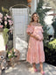 Pink Eyelet Baby Shower Maternity Midi Dress