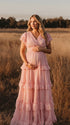 Pink Maternity Dress, Ruffle Baby Shower Dress for Maternity Photoshoot, Gender Reveal, Pregnancy Announcement, Bridal Shower | Bumplook