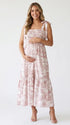 Pink Maternity Sundress with Tie Shoulders and Smocked Bodice | Bumplook